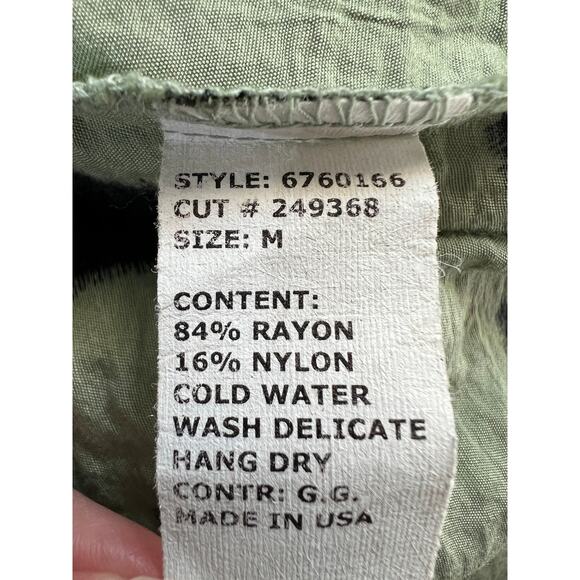 Cut Loose Womens Size Medium Cowl Neck A-Line Mini Dress Geo Print Green Black - Picture 10 of 11